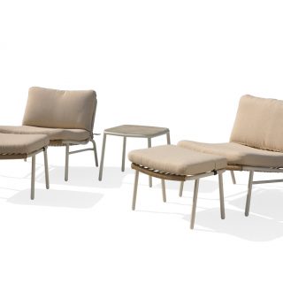 Cherish 25M 5-Piece Armless Lounge Set PE Rattan Chair Otto-man - Sqare Table 44290